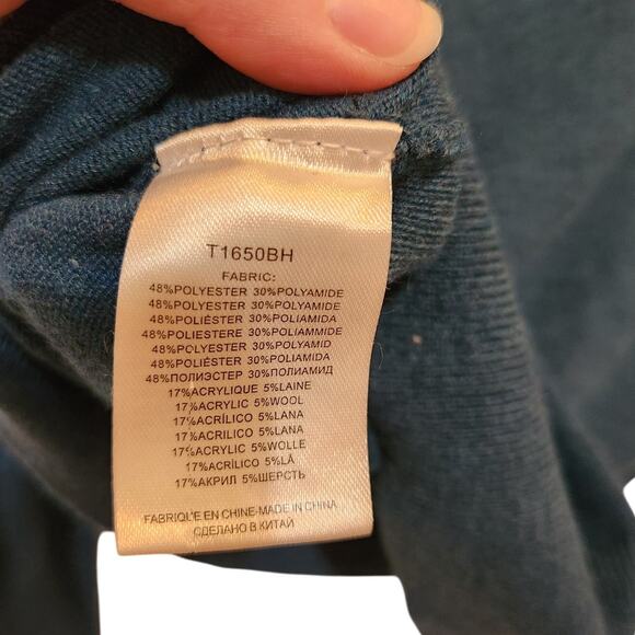 Molly Bracken Navy Blue Casual Long Sleeve Pullover Mock Neck Sweater Large - Picture 9 of 10